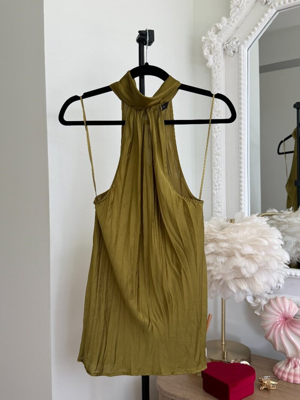Zara Green Satin Halter Top